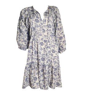 Studio B Dress Womens Size M Medium Off White Blue‎ Floral Pullover 3/4 Sleeve